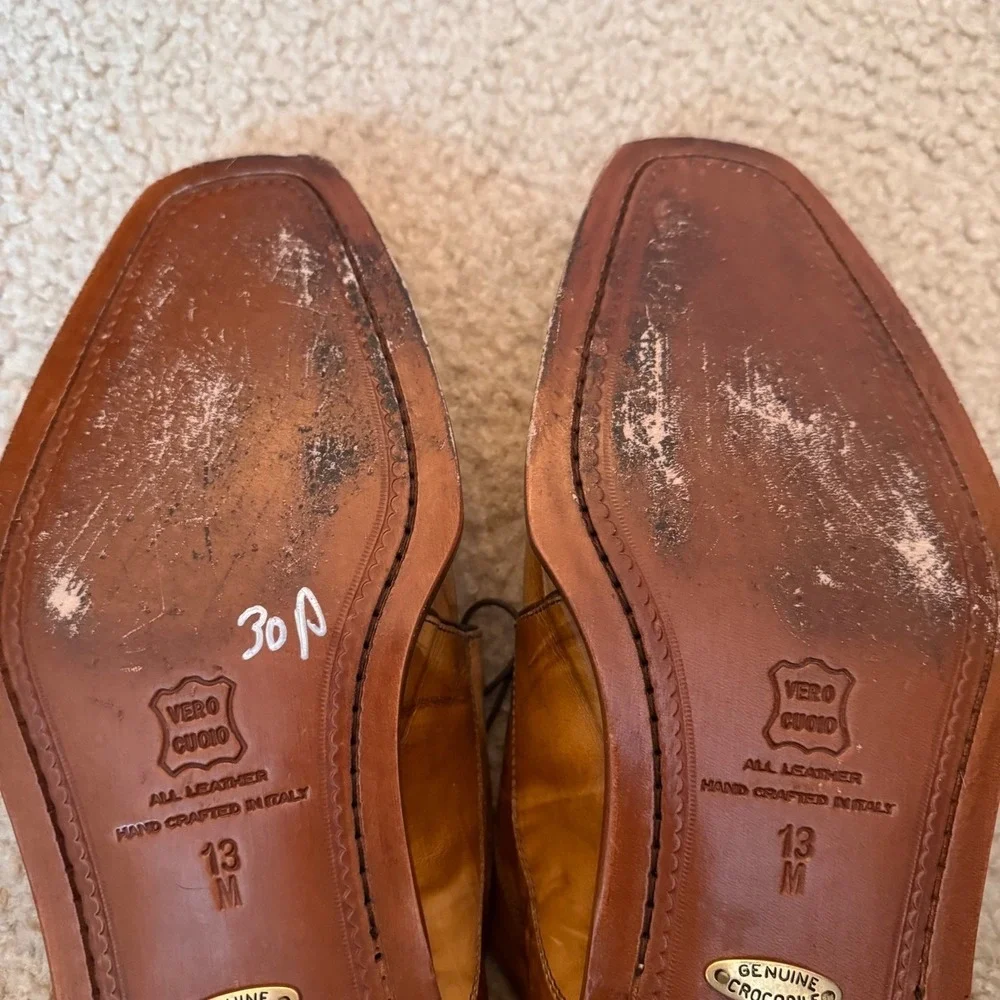 Belvedere Florence Genuine Crocodile Leather Italian Men's Dress Shoes Sz 13 M